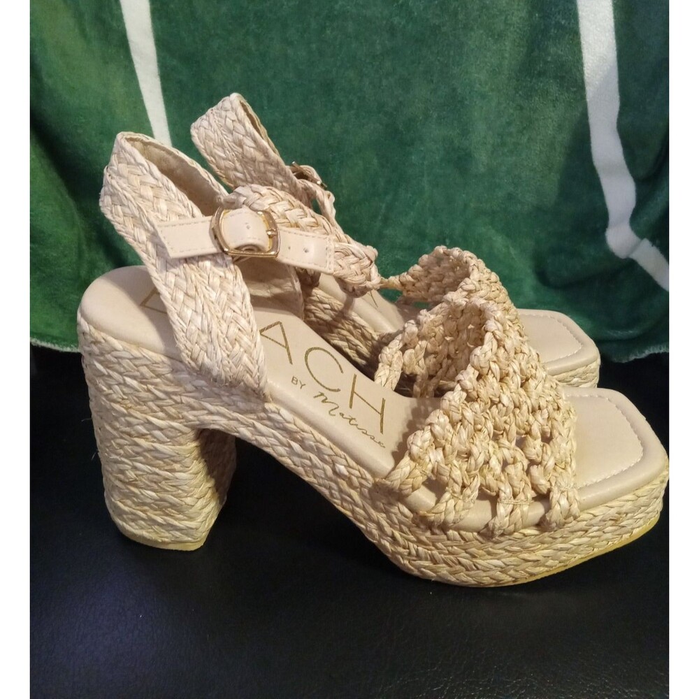 Beach by Matisse Raffia Platform Sandals 9 New